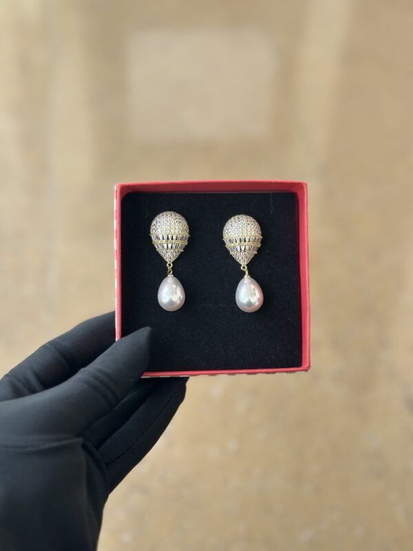 FZE015 - Zirconia Pearl Earring - Image 2