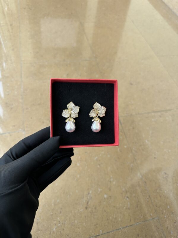 FZE050 Zirconia Pearl Earring - Image 2
